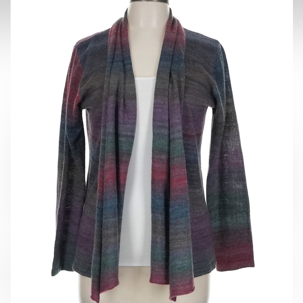 Coldwater Creek Open Front Waterfall Cardigan Sweater Blue Green Size Large L